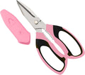 BoFuYuan Utility Scissors All Purpose heavy duty 8-Inch Pink | Comfort Grip, Sharp Serrated Blades Cutting Carpet Cardboard Wire Fabric, Multipurpose Shears for Kitchen Garden Office Craft