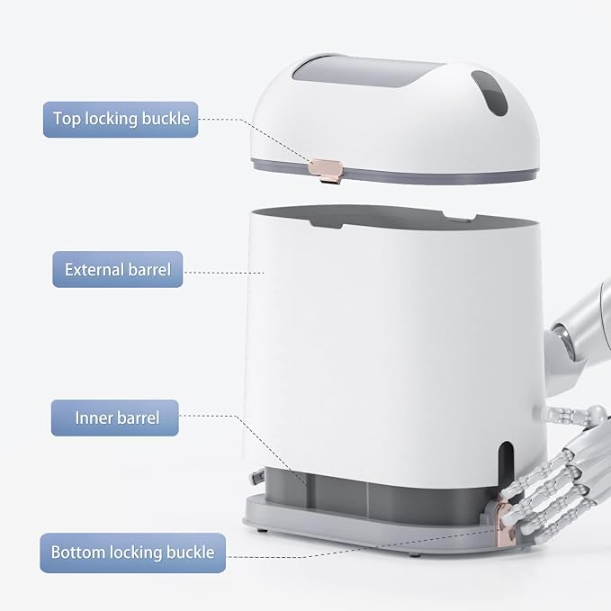 ELPHECO Bathroom Trash Can with lid 2.5 Gallon, Motion Sensor, White Golden | Waterproof Garbage Can, Automatic Waste Basket, Butterfly Lid, Plastic Garbage Bin for Bedroom and Office