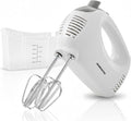 OVENTE 5-Speed Electric Hand Mixer with Storage Case,150W, White HM151W | Stainless Steel Whisks, Compact Portable Design, Lightweight Handheld Mixer for Baking & Cooking