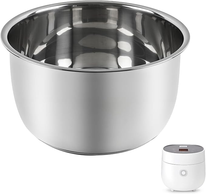 Replacement Rice Cooker 6-Cup Inner Pot Only Compatible with CUCKOO CR-0675FW – 304 Stainless Steel Inner Bowl with Multi-Ply Base, Durable Pots for Multi-Cookers, Easy to Clean and Dishwasher Safe