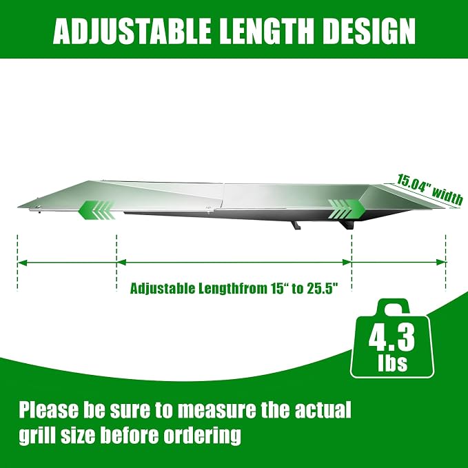 Uniflasy Grease Tray with Catch Pan for Nexgrill, Dyna-Glo Grills | Adjusts from 15"-25.5"; fits Char-Broil, Cuisinart, Kenmore and Expert Grill 2/3/4 burner models; includes 10 foil liners