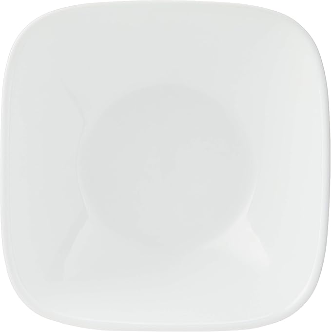 Corelle Vitrelle 2-PC Large 1-Qt Glass Serving Bowl, Crack and Chip Resistant, Square Serving Trays, White