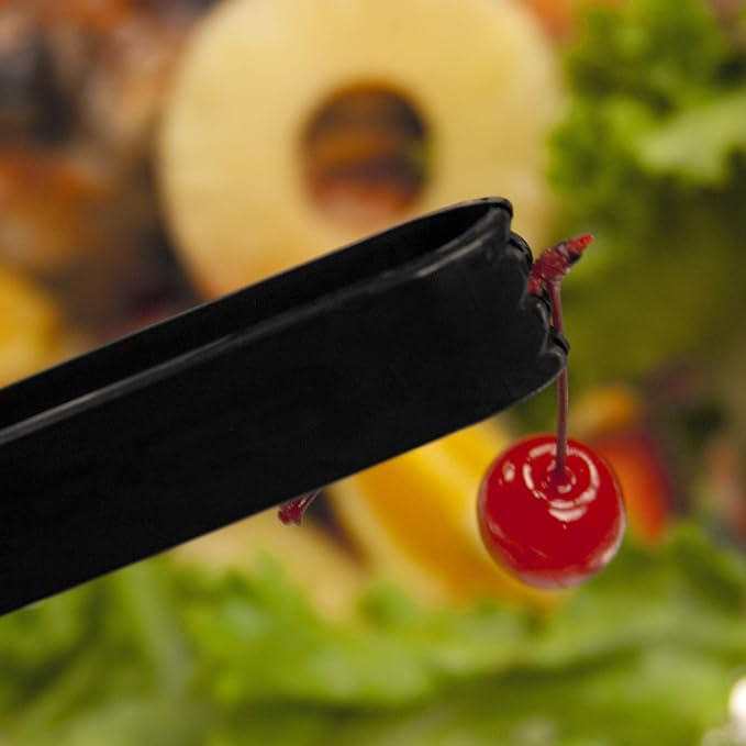 Party Essentials 6.5" Plastic Serving Tongs, 8-Count, Black