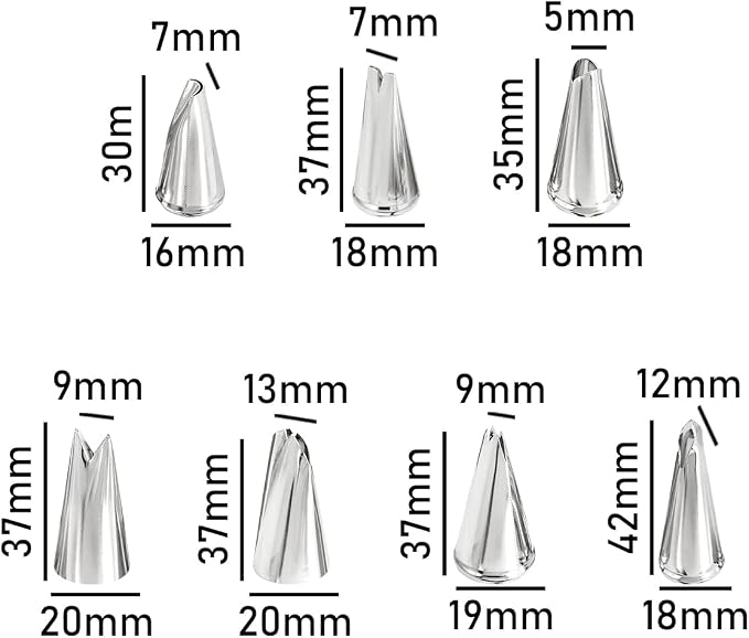 Dr.Pedi Leaf Piping Bags and Tips Set 7 Pieces Piping Tips Set Cake Decorating Tips Icing Piping Nozzles Set Cupcake Decorating Kit Cupcake Pastry Tool Stainless Steel