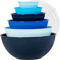 BoxedHome BPA Free Plastic Round Mixing Bowl with Lids, 12 Pack Nesting Bowls with Lids Set, Microwave and Dishwasher Safe Prep & Serving Bowls Great for Mixing, Baking, Serving (Blue, 12pcs)