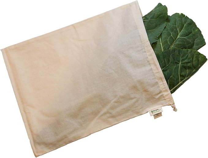 Reusable Grocery Produce Shopping and Storage Bags, Organic Cotton Muslin, XLarge 3 pack