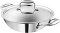 Vinod Platinum Triply Kadai with Lid, 28cm, 3.7 Litre, for Home Kitchen | Stainless Steel Wok For Indian Cooking; Durable Tri-Ply Construction, Induction And Gas Compatible