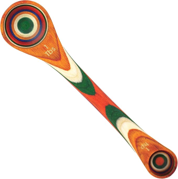 Totally Bamboo Baltique Marrakesh Collection 2 in 1 Wooden Measuring Spoon with Tablespoon and Teaspoon Measurements