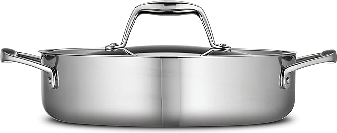 Tramontina Signature Tri-Ply Clad Stainless Steel 3-Quart Braiser Pan | Induction-Ready, Dishwasher-Safe, NSF-Certified, Made in Brazil