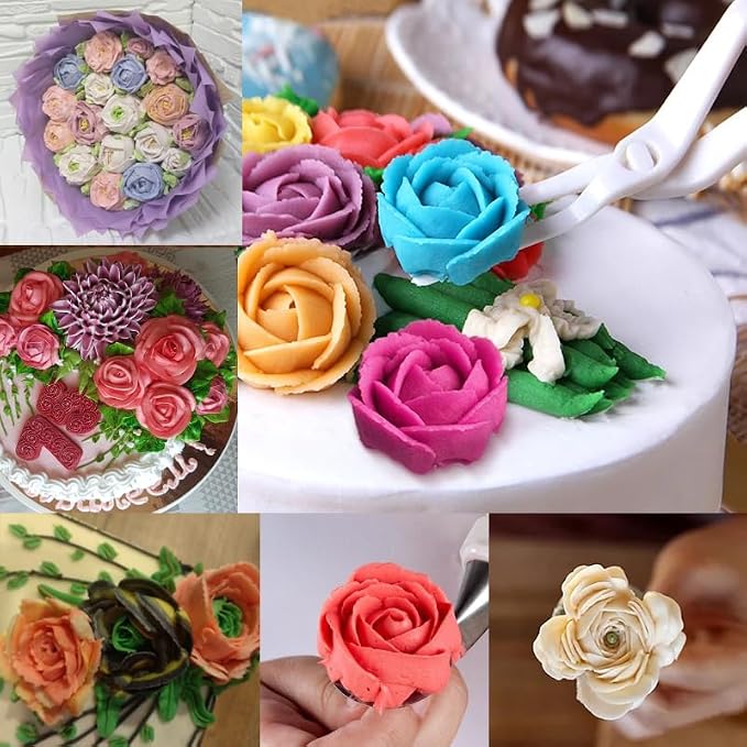 124K 125K 126K Rose Piping Tips with Nails for Flowers & Cake Decorating