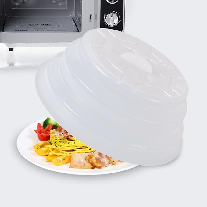 Silicone Microwave Plate Cover Collapsible, 11", White | Dishwasher Safe and BPA Free