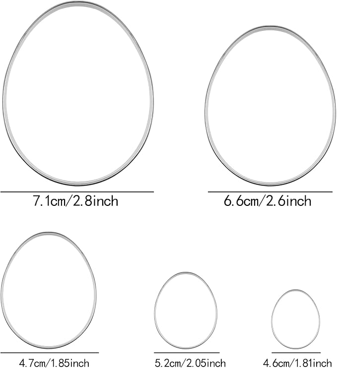 Easter Cookie Cutters Egg Biscuit for Kids DIY Lunchbox Bento Box Fruit Vegetable Sandwich Cutters for Children Boys Girls, Pack of 5
