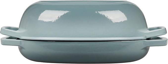 EDGING CASTING Enameled Cast Iron Oval Dutch Oven Pot with Lid, Dutch Oven for Sourdough Bread Baking, Bread Oven, Bread Dutch Oven, Oval Bread Pan, 5qt, Seasalt