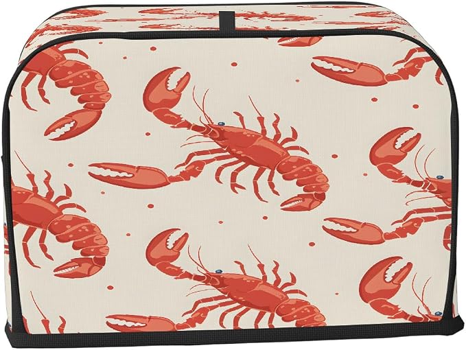 2 Slice Toaster Cover Cute Lobster Vintage Toaster Covers Two Slice Wide Slot Waterproof and Dustproof Covers for Wide Slot Toasters and Small Appliances Kitchen Decor Gifts