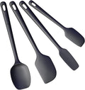 ChefAide 4 Pieces Silicone Spatula Set, Food Grade Rubber Spatula, Upgrade Strong Handle with Ergonomic Grip, Heat Resistant Up to 600°F for Nonstick Cookware, Cooking Baking Mixing, Black (SP4)