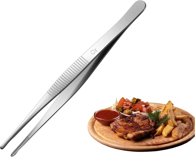 Aniso 6 Inches Stainless Steel garden tweezers | Precision Serrated, Non-slip handle For Hand-Made，succulent，Pick up an ice cube Kitchen and Dining Room