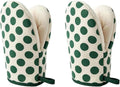 1 Pair Mini Oven Mitts,High Heat Resistant Oven Gloves,Kitchen Short Oven Mit with Hanging Loop for BBQ, Baking, Cooking and Grilling, (dotGreen)