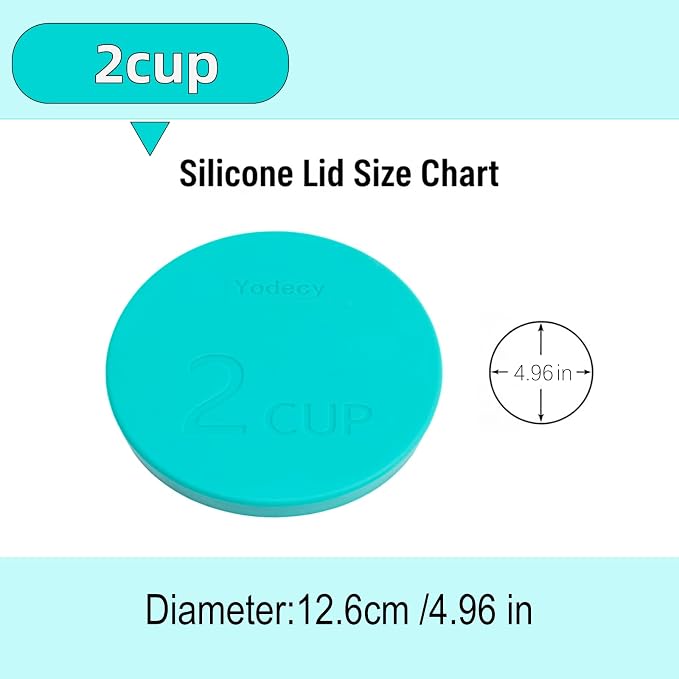 Yodecy Silicone Bowl Lids fit Pyrex Glass Bowls 7200-PC 2 Cup, Yodecy Silicone Bowl Lids fit Anchor Hocking Glass Bowls 7200-PC 2 Cup,Replacement Lids 4.76in(4 Pack Blue-green)