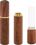 Zolunu Espresso Coffee Stirrer 5 Needles 0.4mm Espresso Distribution Tools, Natural Wood Handle and Stand