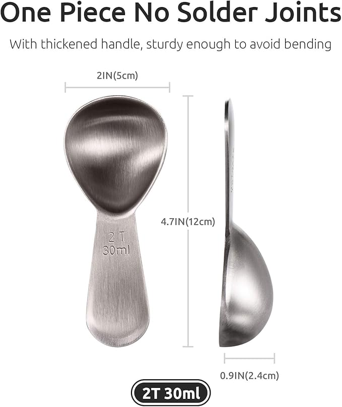 U-Taste 18/8 Stainless Steel Coffee Scoop: 2 Tbsp Scoop Metal Measure Spoon | Stainless Steel Tablespoon Measuring Spoon, Tablespoon Coffee Spoons, Short Handle Tbsp Scooper for Ground Coffee Bean Powder