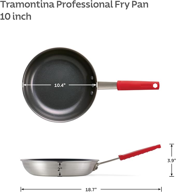 Tramontina Professional 10-Inch Ceramic Non Stick Frying Pan | Heavy-Gauge Aluminum Skillet with Ceramic Nonstick Coating, Dishwasher and Oven Safe, Black, Made in Brazil