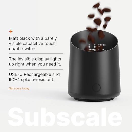 Subminimal SubScale Digital Dosing Cup with LED Display - Black | Sleek & precise scale, dosing cup accessories, measures coffee grounds for espresso