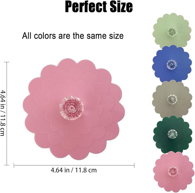 flower Silicone Cup Covers (Set of 5), Multicolored Silicone Lids for Mugs, Cups, Flexible Mug Covers, Tea Pots, Hot Cup Lids for Coffee & Tea (Style C)