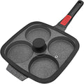 RANX INGST 10 inch Large Egg Pan with Lid, Nonstick 4-Cup Pancake Pan,Black | Omelette Skillet with Detachable Handle Induction Compatible
