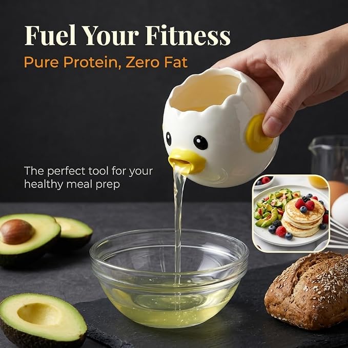 Ceramic Egg Filter Splitter, Funny Vomiting Chick Yolk White Separator | Multi-Purpose Baking Assistant Tool, Microwave & Dishwasher Safe, Hand-Painted Kitchen Gadget, Gift for Home Bakers