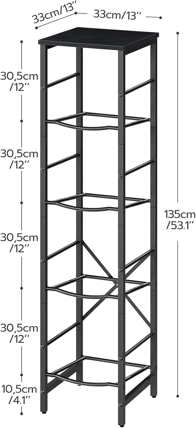HOOBRO Water Jug Rack, Water Bottle Holder, 5 Gallon Water Jug Rack, 4-Tier Water Cooler Storage Rack, Water Dispenser Stand, for Kitchen, Living Room, Office, Black BB02ST01
