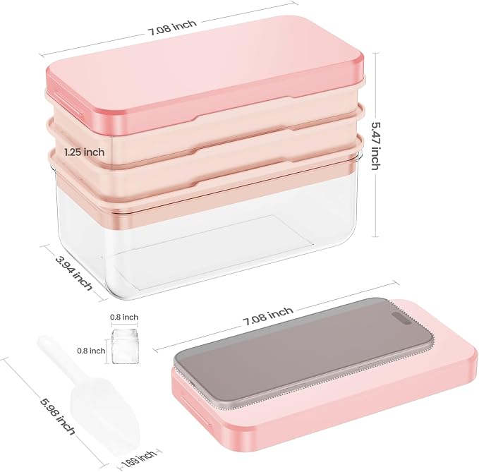 Ice Cube Tray with Lid and Bin, Easy Release 84 Cubes for Freezer | Food-grade BPA-free PP and ABS. Ice cubes for fruit, cocktails, iced coffee. Space-saving stackable with scoop