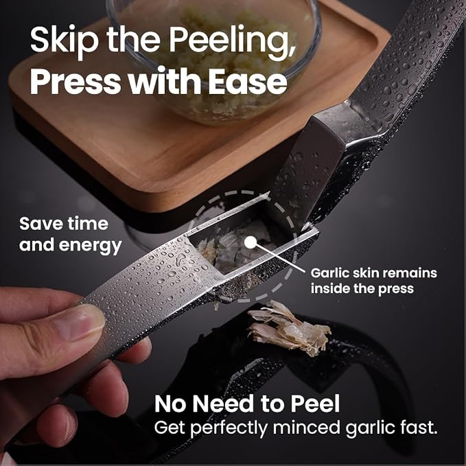 Gourmet Easy Lifetime Replace Garlic Press, No Need to Peel, Fine & Coarse | Detachable Design for Easy Cleaning, Ergonomic Handle for Effortless Press, Stainless Steel Rust-Resistant, Dishwasher Safe