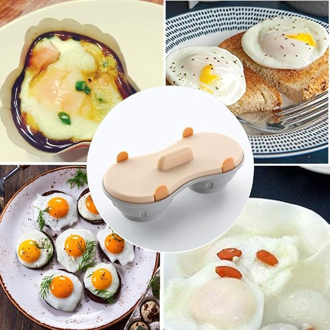 Microwave Egg Poacher, Poached Egg Cooker with Measure Cup, Dishwasher Safe BPA Free, Egg Maker Poached Egg Steamer Kitchen Gadget Mother Day Gift