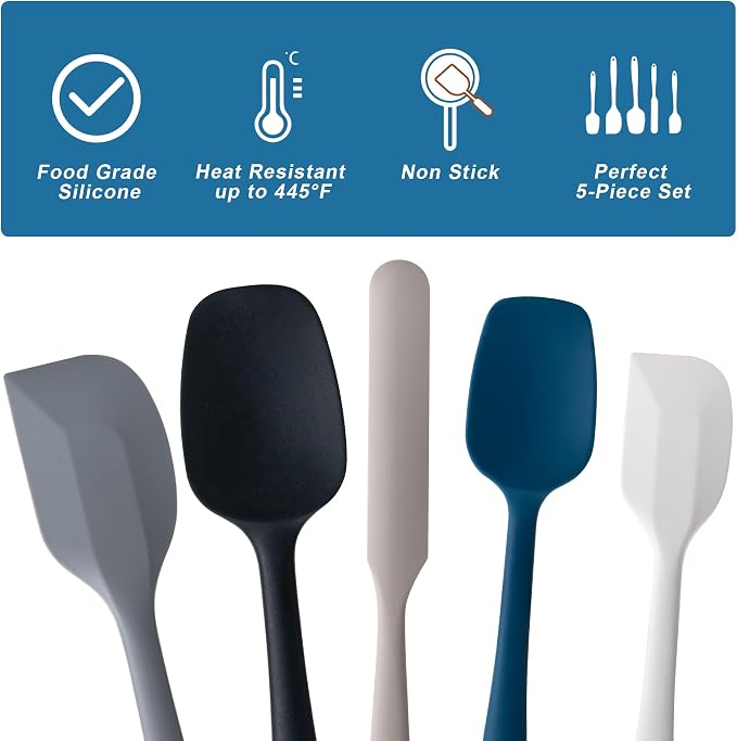Silicone Spatula Set,5 Piece Food Grade Rubber Spatulas,Multicolor2 | Spatulas Silicone Heat Resistant for Baking,Cooking,and Mixing High Heat Resistant Non Stick Dishwasher Safe BPA-Free
