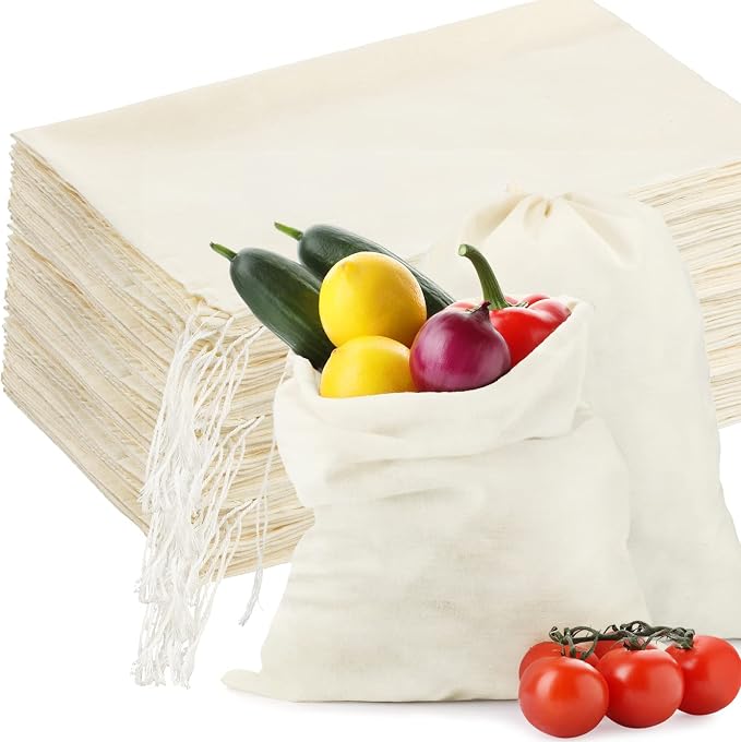 Tatuo 50 Pcs Muslin Bags 12 X 15 Inches, Cotton Drawstring Pouches Party | Natural Cotton Cloth Small Pouches, Reusable Linen Sachet for Gift Favor, Wedding Party Supplies, Craft Home Storage
