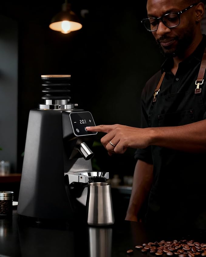 SHARDOR 64mm Coffee Grinder Single Dose Hopper, Silicone Bellow with Wooden Lid for Easy Cleaning and Single Dosing