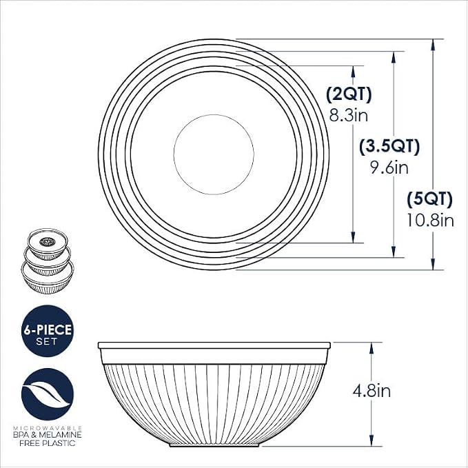 Nordic Ware Prep and Serve Mixing Bowls Set, 6-Piece, Earth-Tones