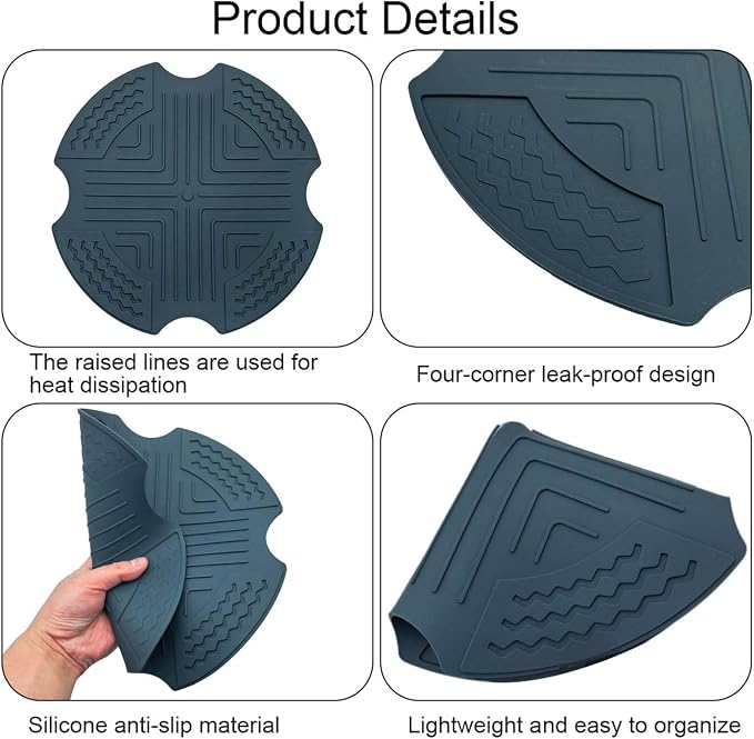 YuCool Air Fryer Trivets Silicone for Ninja Crispi, Hot Pads for Ninja Crispi Glass Air Fryer Accessories, Heat-Resistant, Non-Slip, Protection for Countertop, Blue
