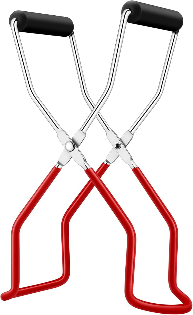 Canning Jar Lifter, Canning Tongs Jar Lifter, Canning Tools, Canning Supplies for Home Kitchen, Stainless Steel, Red