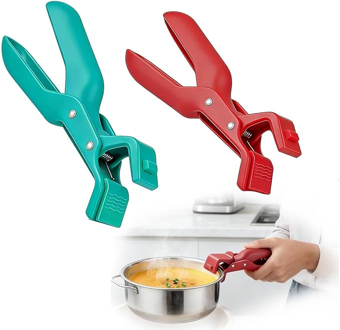 Anti-Scalding Dish Plate Gripper Clip Duty Bowl Clip Retriever Tongs, Heat Resistant Kitchen Tool for Lifting Hot Dishes, Plates, Bowls from Microwave, Air Fryer, Steamer（Not suitable for oven use!)