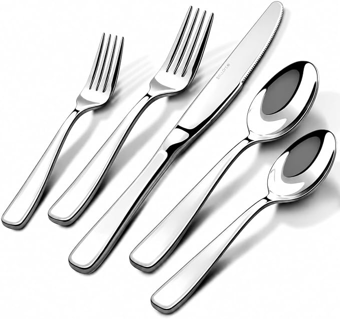 18/10 Silverware Set for 8, Heavy duty Stainless Steel Flatware Cutlery Set | 40 Piece Mirror Polished knives Forks Spoons Utensils Silverware Sets,Dishwasher Safe for Dinner Home Kitchen,Wedding Party