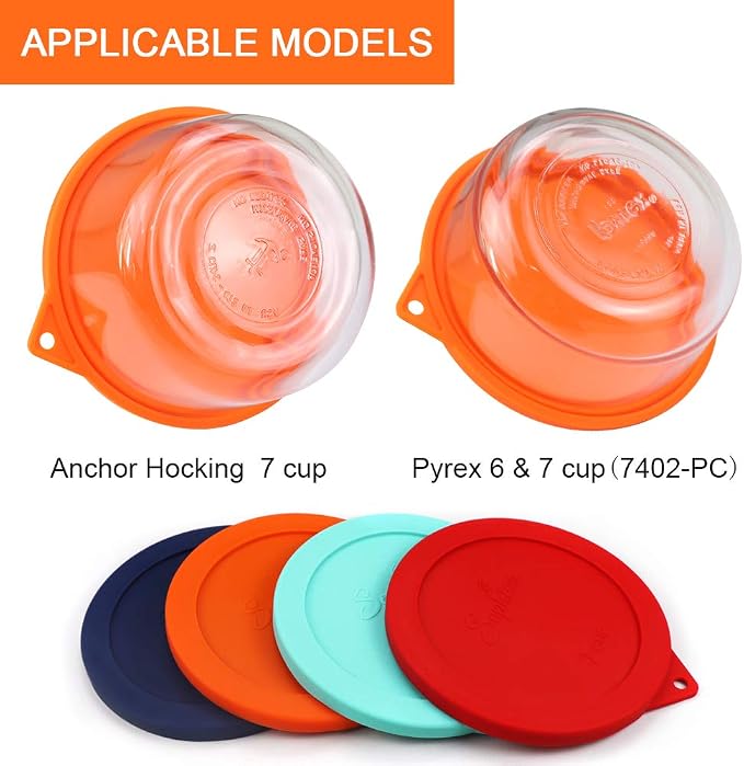 SOPHICO 7Cup Round Silicone Lid Replacement for Pyrex&AnchorHocking 7402-PC | Food Grade Silicone, Leakproof、Airtight Lids, Dishwasher Microwave Safe