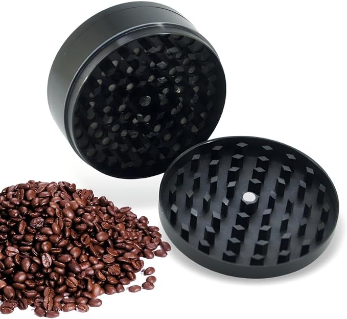 3-inch premium coffee bean jar | heavy-duty aluminum, smooth grinding, non stick design, essential for the kitchen - black