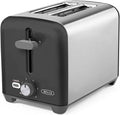 bella 2 Slice Toaster, Wide Slots, Stainless Steel/Black