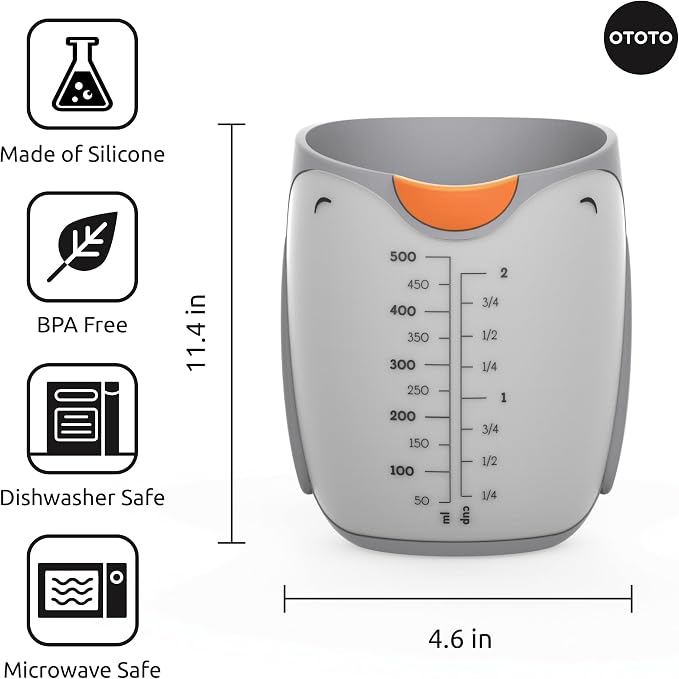 OTOTO Penny Penguin Silicone Measuring Cups for Cooking - 500ml Cute Measuring Cups for Baking, BPA-Free, Microwave Safe, Penguin Gifts, Cute Kitchen Accessories, Funny White Elephant Gifts