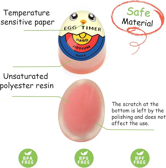 Lasubst Egg Timer for Boiling Eggs that Changes Color When Done, 4 Tricolor