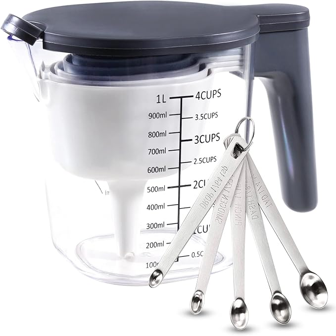 15-Pc Stackable Measuring Cups and Mini Spoons Set with Lid | BPA-free & dishwasher safe. Premium 15-piece nested cups & spoons set with lid. Ideal kitchen tools for cooking & baking.