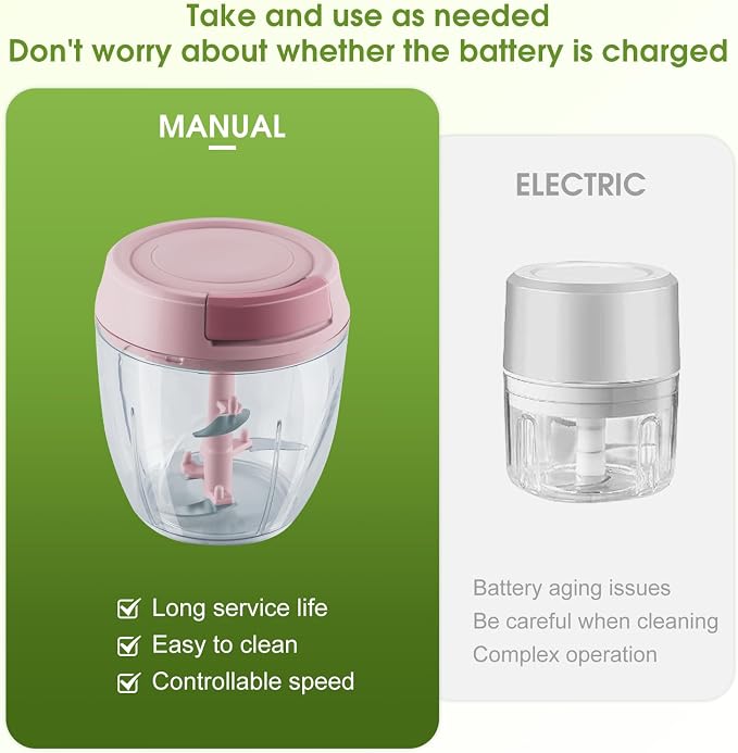 Manual Food Chopper Vegetable Cutter Onions Cutter Garlic Dicer Grinder Veggie Chopper with Container 900ML