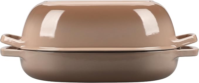 EDGING CASTING Enameled Cast Iron Oval Dutch Oven Pot with Lid, Dutch Oven for Sourdough Bread Baking, Oval Bread Pan, Bread Oven, Bread Dutch Oven, 7qt, Mocha