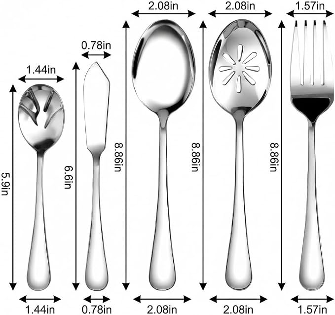 Nice Kitchen Silverware Set, Heavy Duty Stainless Steel Cutlery Set | Mirror Polished Utensils Spoons and Forks Set for Kitchen, Dishwasher Safe, 5 Piece